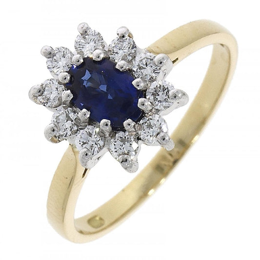18ct Diamond and Sapphire Cluster Ring