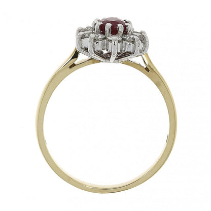 18ct Gold Ruby & Diamond Oval Cluster Ring
