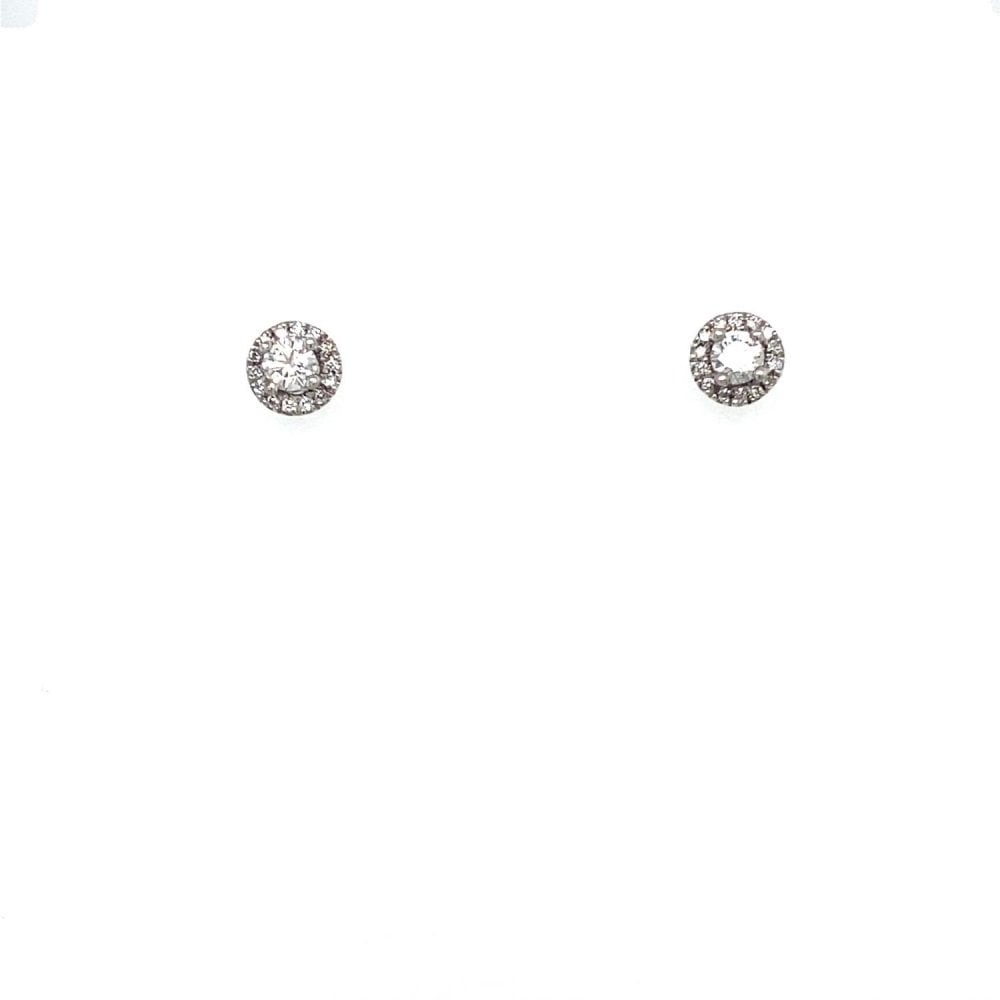 18ct Halo White Gold Diamond 0.08ct Earriings