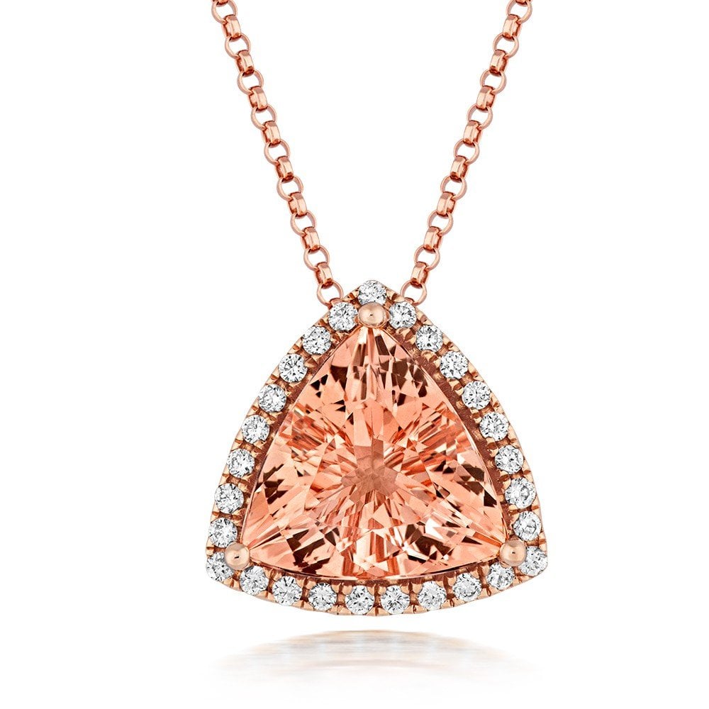 18ct Rose Gold Morganite & Diamond Pendant