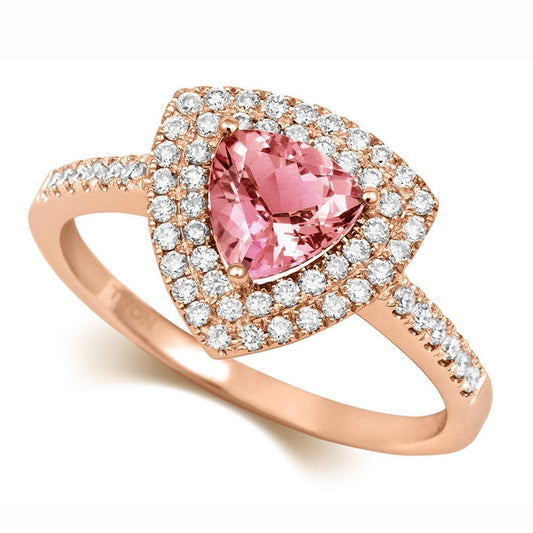 18ct Rose Gold Morganite & Diamond Ring Size M