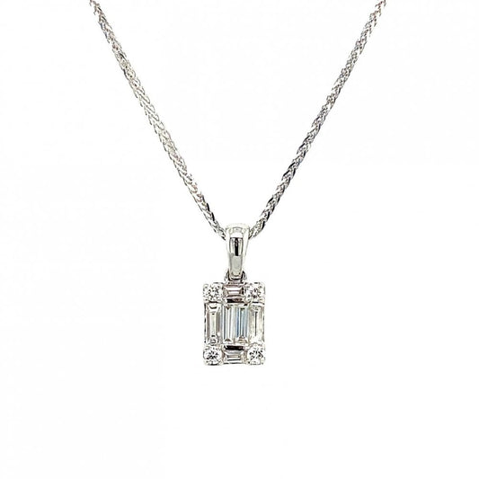 18ct WG Diamond Baguette 0.42ct Cluster Pendant