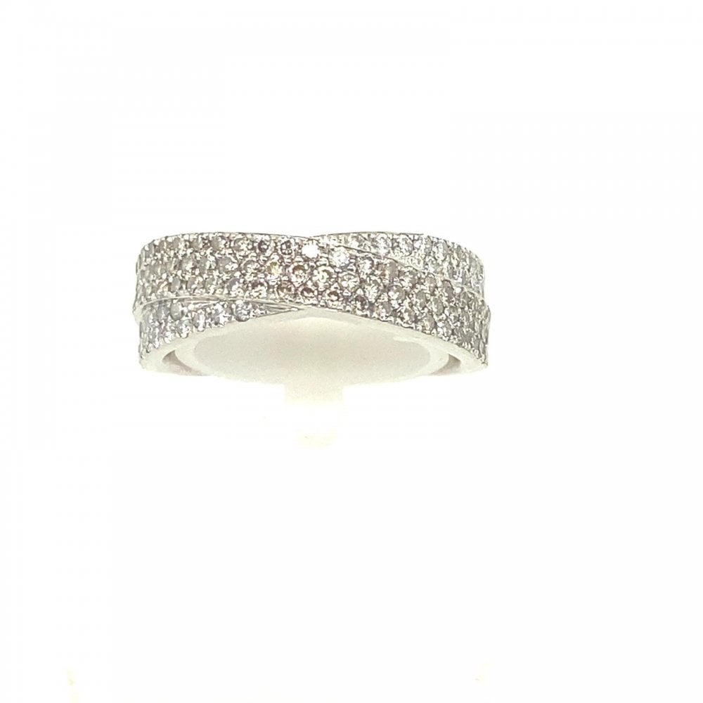 18ct White Gold 1.02ct  Diamond Crossover Ring