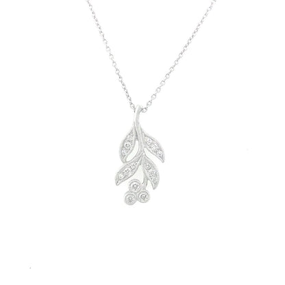 18ct White Gold Cherry Floral Diamond Pendant