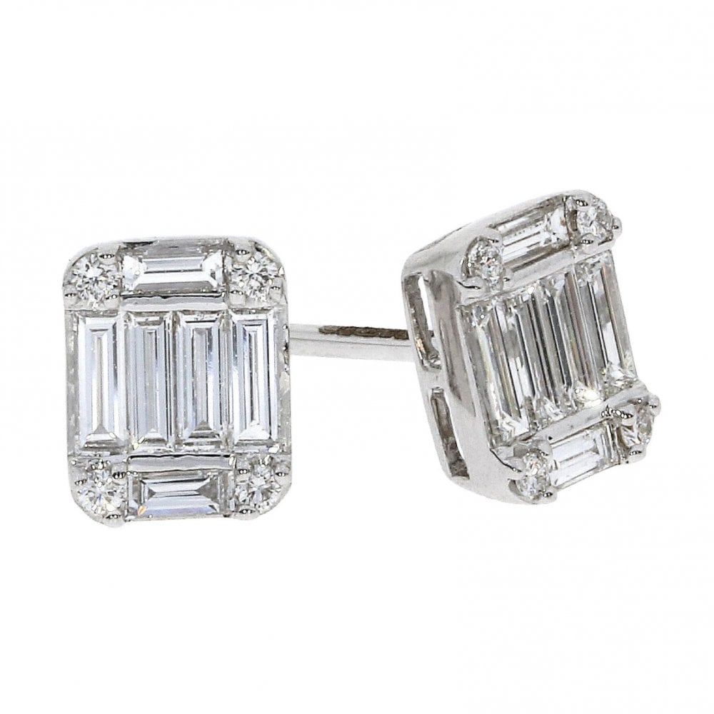 18ct White Gold DIamond Cluster Studs