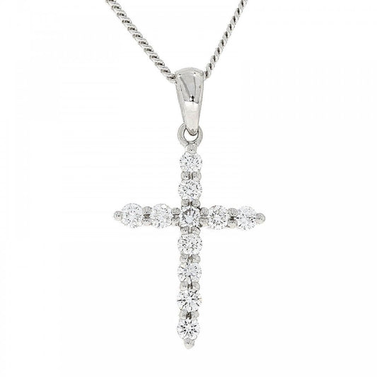 18ct White Gold Diamond Cross Pendant