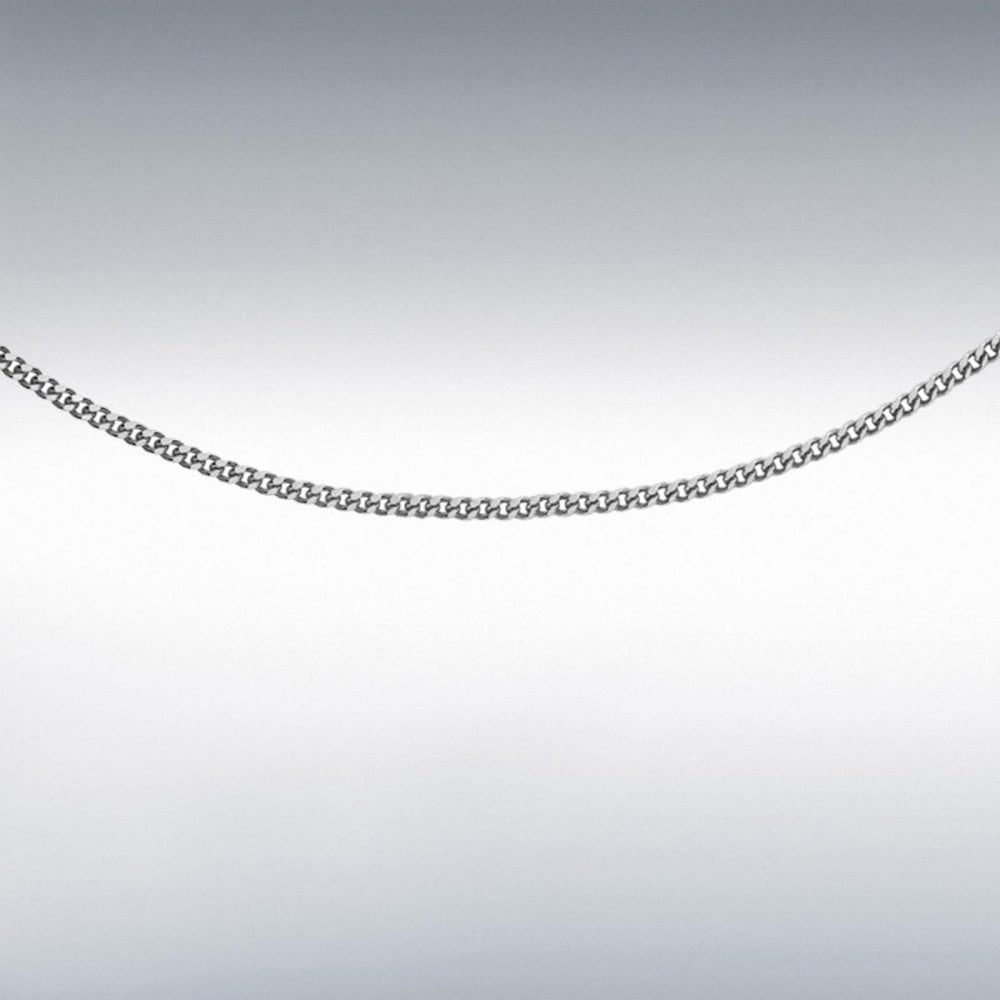 18ct White Gold Diamond Cut Curb Chain 16/18"