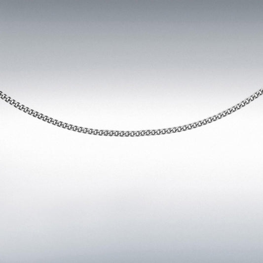 18ct White Gold Diamond Cut Curb Chain 16/18"