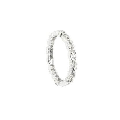 18ct White Gold Floral Diamond 0.05ct Wedding Ring