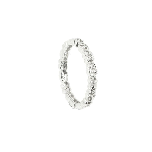 18ct White Gold Floral Diamond 0.05ct Wedding Ring