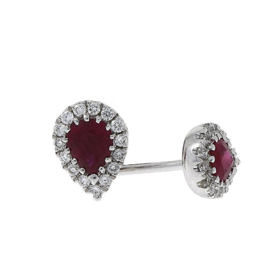 18ct White Gold Pear Cut Ruby & Diamond Earrings