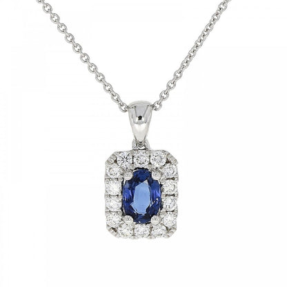18ct White Gold Sapphire & Diamond Cluster Pendant