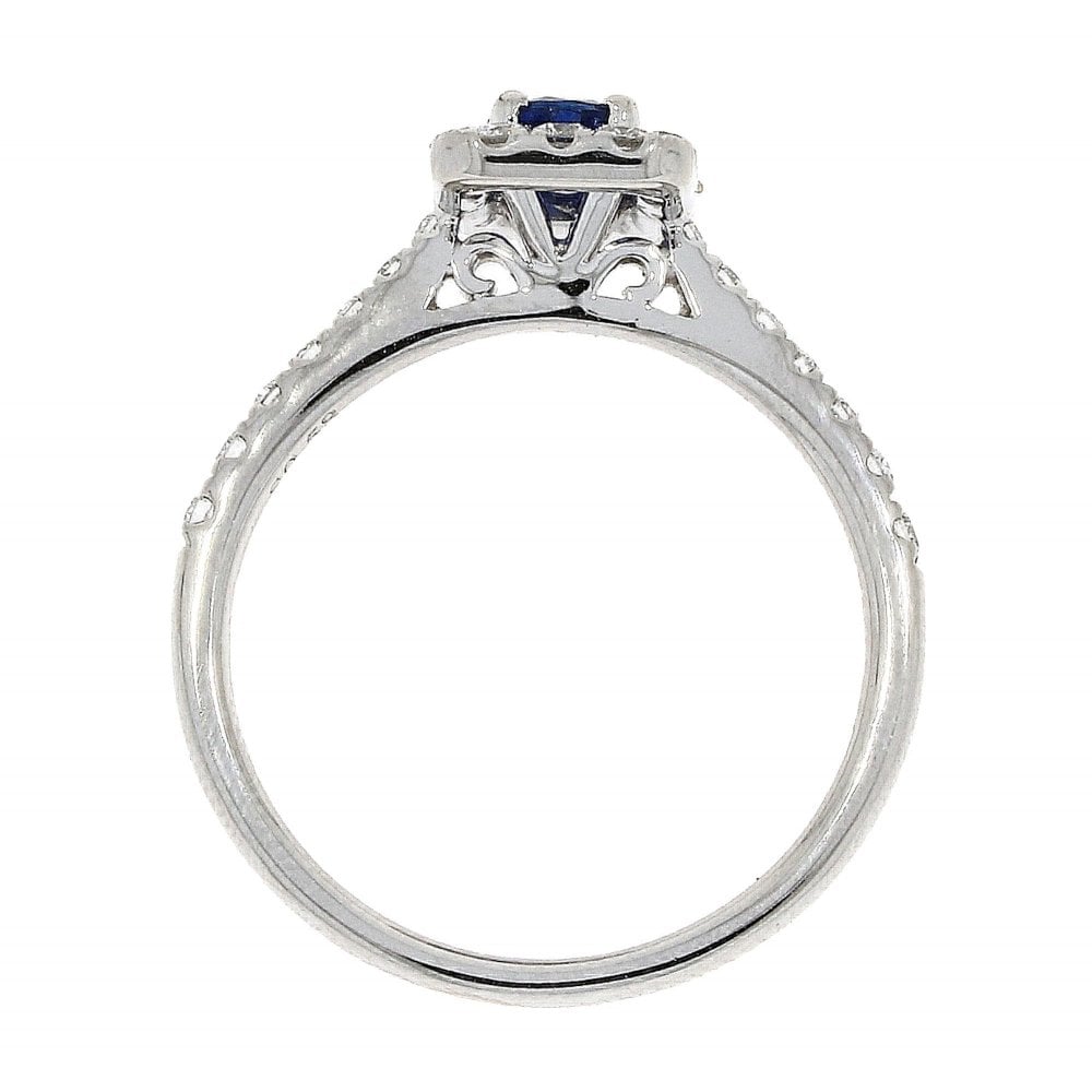 18ct White Gold Sapphire & Diamond Cluster Ring