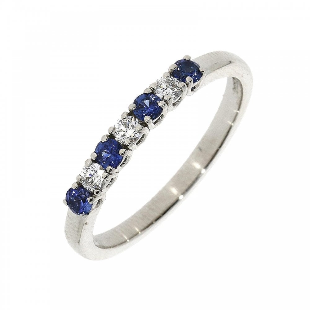 18ct White Gold Sapphire & Diamond ET Ring