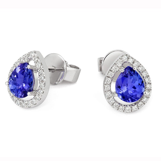 18ct White Gold Tanzanite & Diamond  Earrings