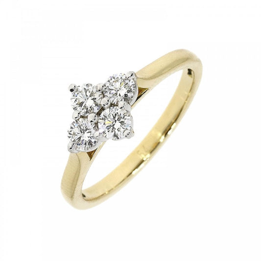 18ct Y/W Gold 4 Stone Diamond 0.55ct Cluster Ring