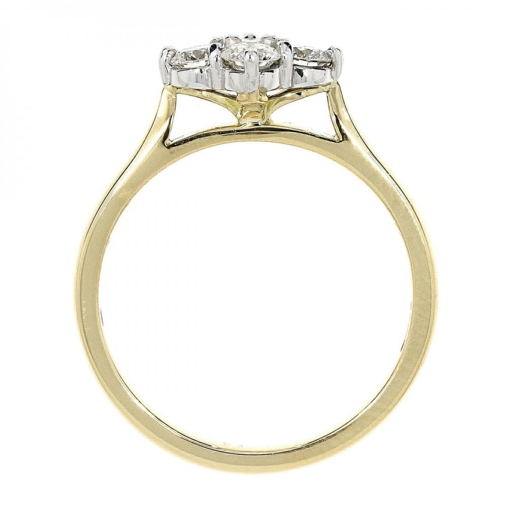 18ct Y/W Gold 4 Stone Diamond 0.55ct Cluster Ring