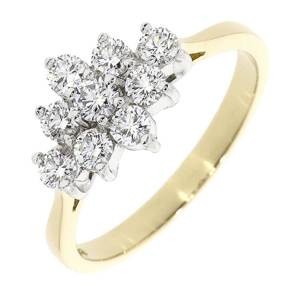 18ct Y/W Gold Diamond 0.67ct Cluster Ring
