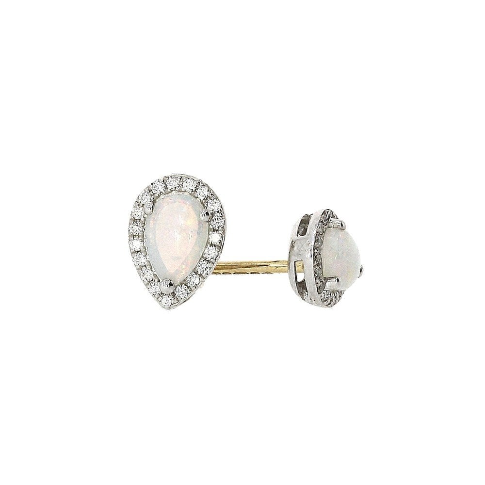18ct Y/W Gold Pear Cut Opal & Diamond Earrings