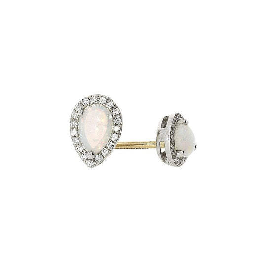18ct Y/W Gold Pear Cut Opal & Diamond Earrings