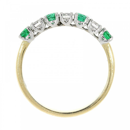 18ct Yellow Gold Emerald & Diamond 7 Stone Et Ring