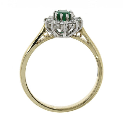 18ct Yellow Gold Emerald & Diamond Cluster Ring