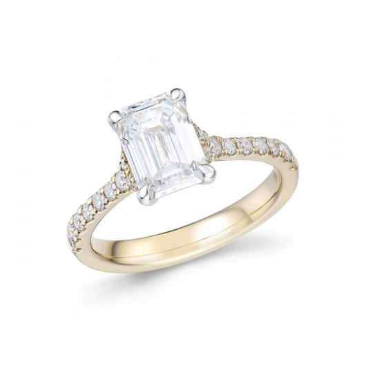 18ct Yellow Gold Lab Grown Emerald Cut Diamond 2.08ct Ring