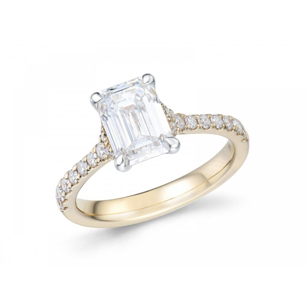 18ct Yellow Gold Lab Grown Emerald Cut Diamond 2.08ct Ring