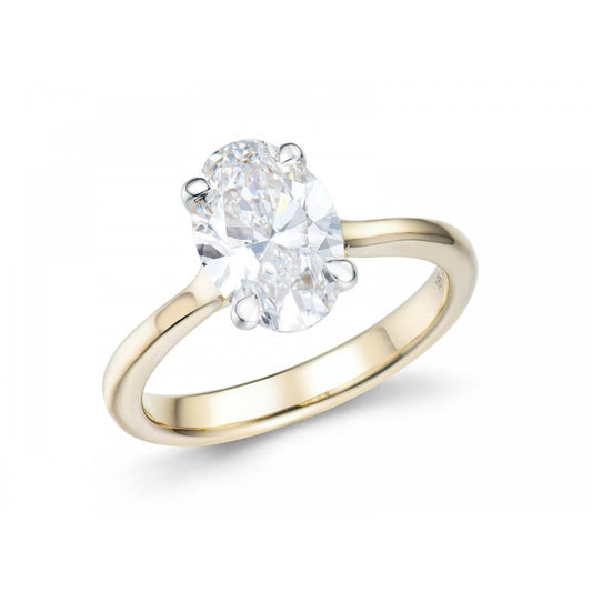 18ct Yellow Lab Grown Oval Diamond 2.04ct Ring