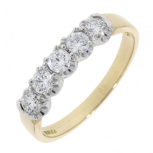 18ct Yellow & White 5 stone Diamond 0.59ct Ring