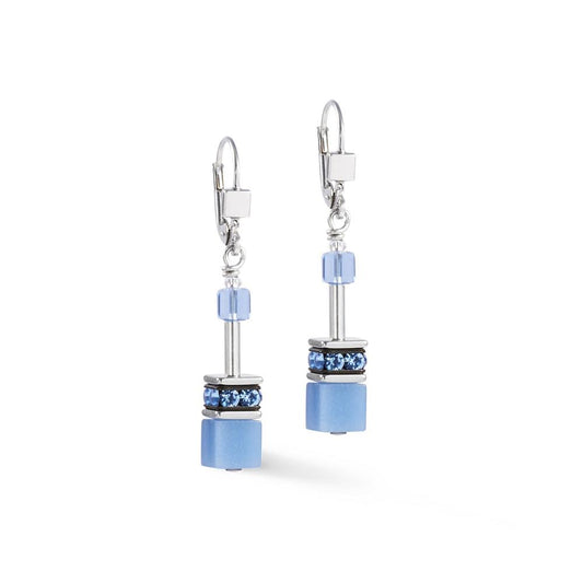 GeoCUBE® Iconic Mono Silver Earrings Blue