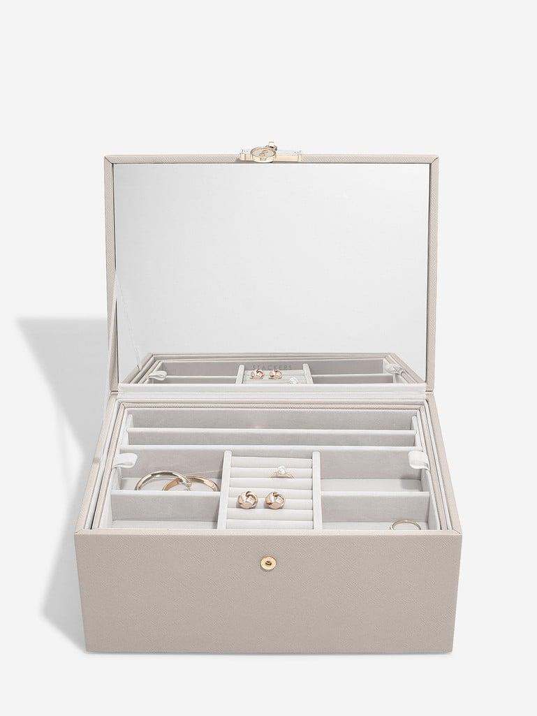Luxury Classic Taupe 2 Tone Jewellery Box