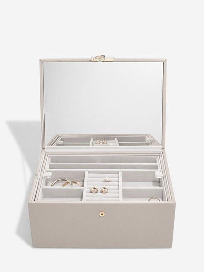 Luxury Classic Taupe 2 Tone Jewellery Box