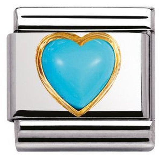 Composable Steel Turquoise December Birthstone Heart Charm