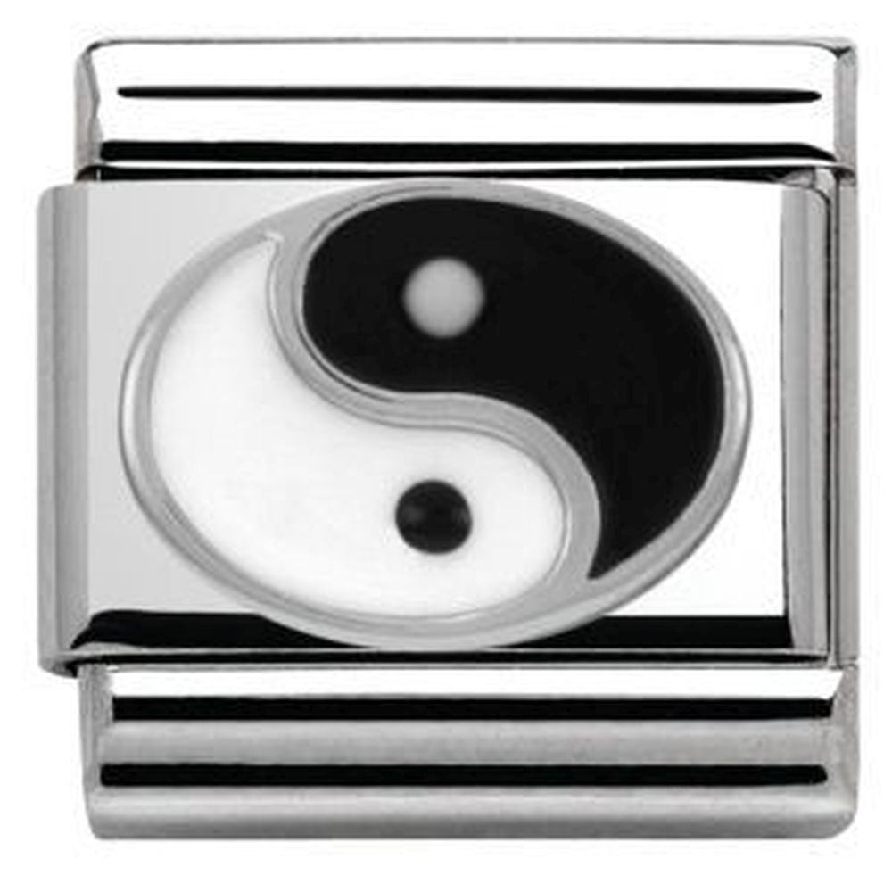 Composable Stainless Steel and Silver Ying Yang Charm