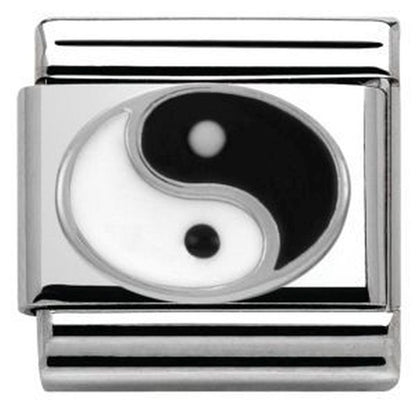 Composable Stainless Steel and Silver Ying Yang Charm