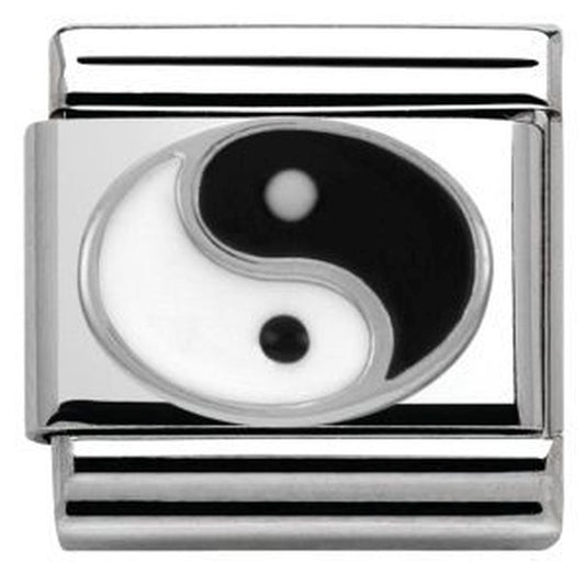 Composable Stainless Steel and Silver Ying Yang Charm