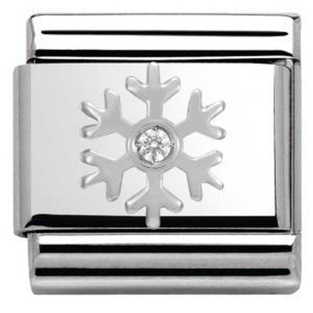 Composable Silver White CZ Snowflake Charm