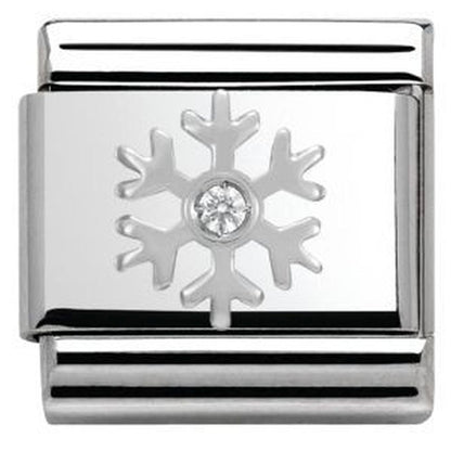Composable Silver White CZ Snowflake Charm