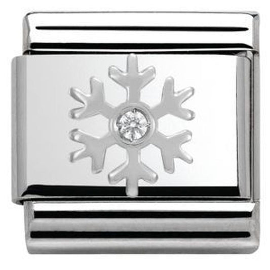 Composable Silver White CZ Snowflake Charm