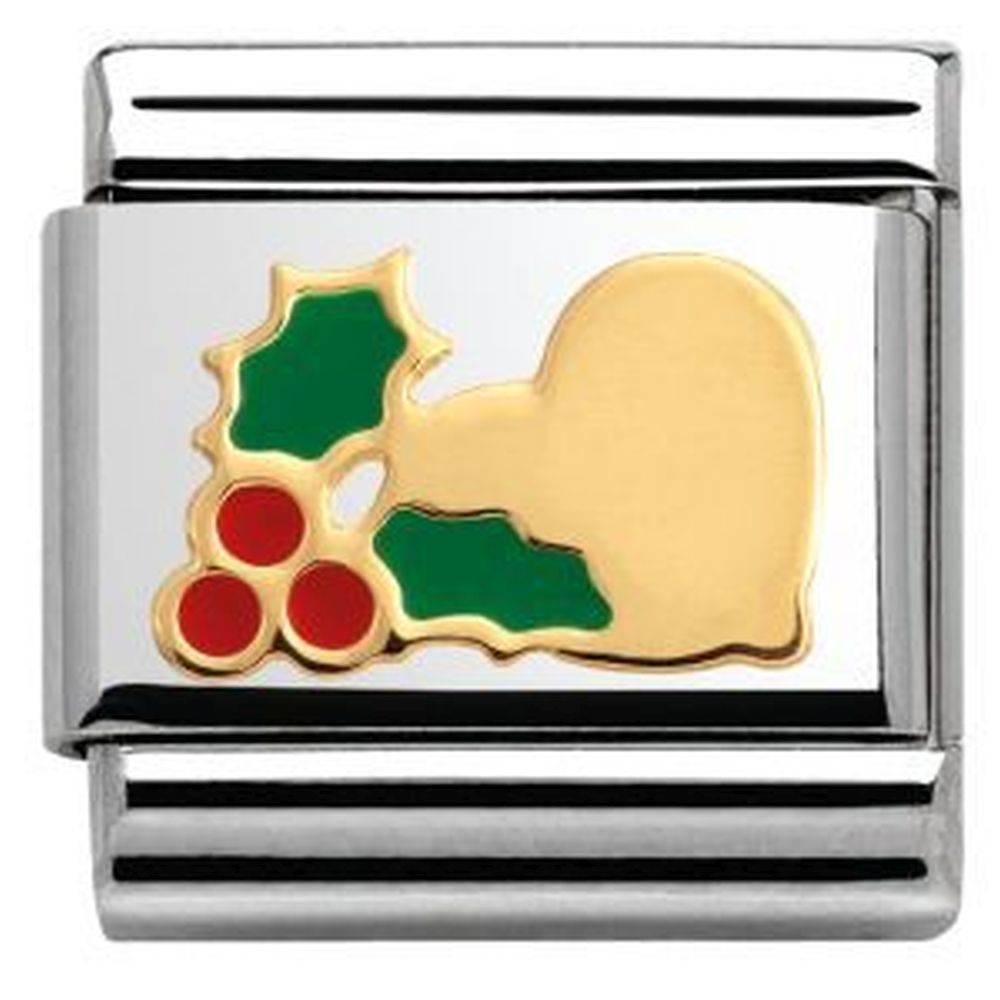Classic Heart With Holly Gold Enamel Charm