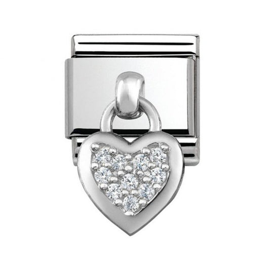 Composable CZ Pave Heart Drop Charm