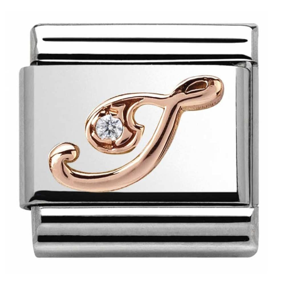Classic Composable Rose Gold Letter I with CZ Charm