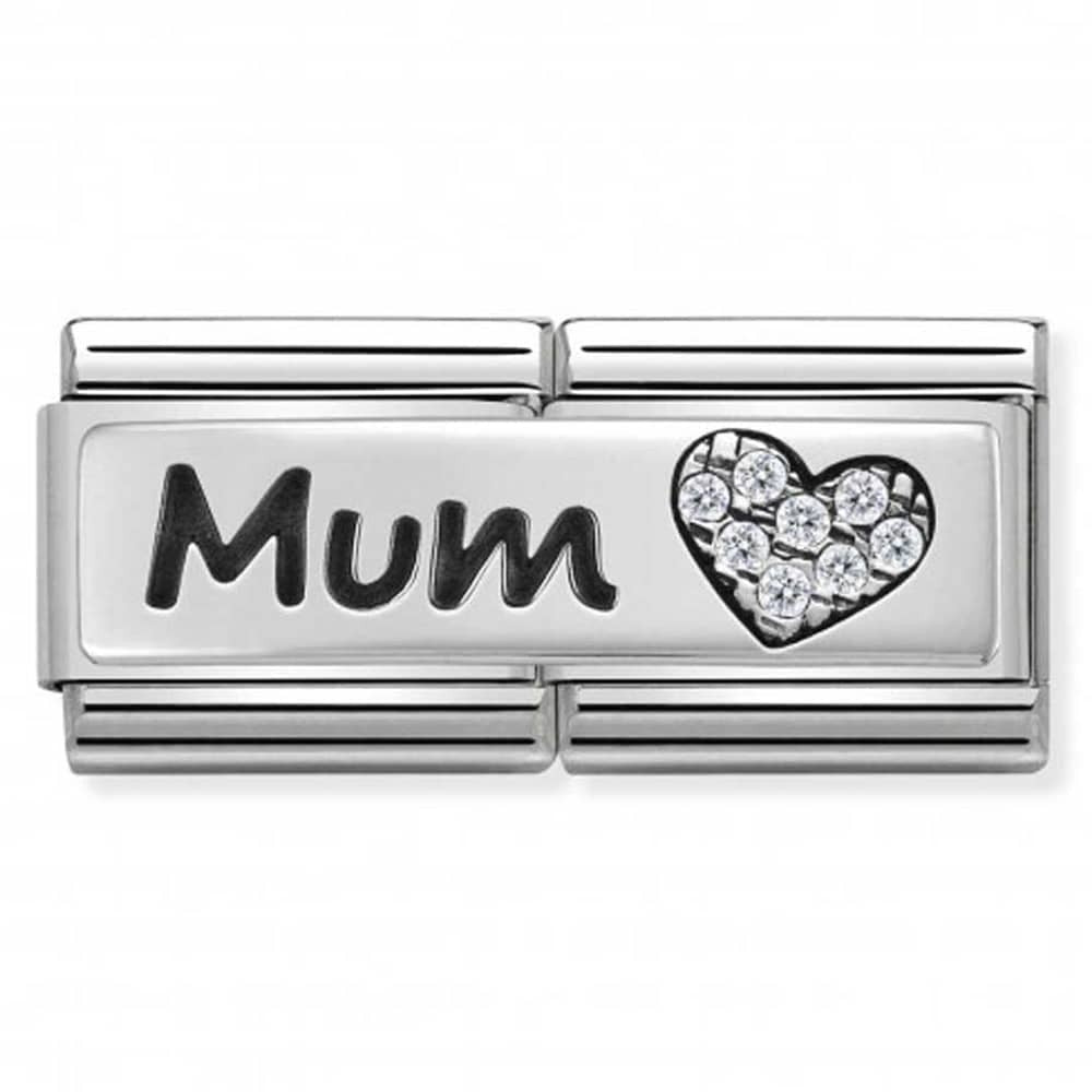 Classic Composable CZ Mum Heart Double Charm