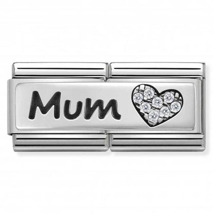 Classic Composable CZ Mum Heart Double Charm