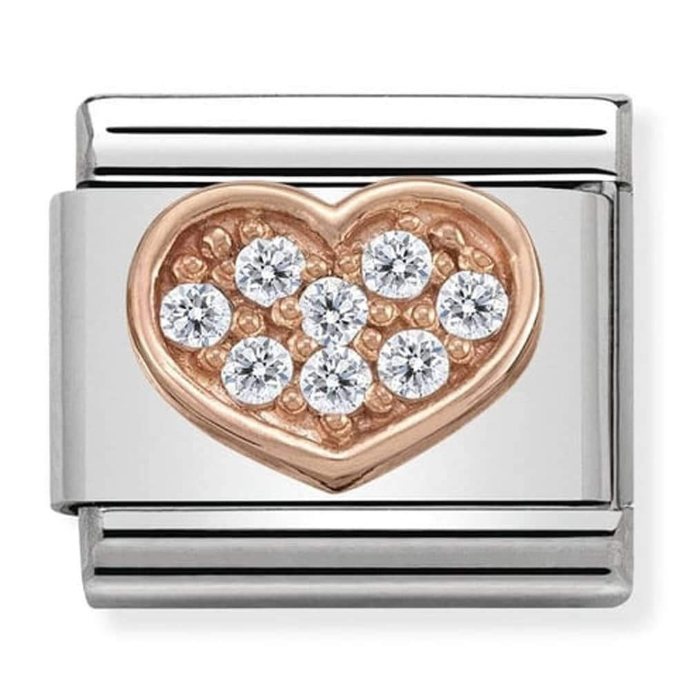 Classic Composable Rose CZ Heart Rich Link