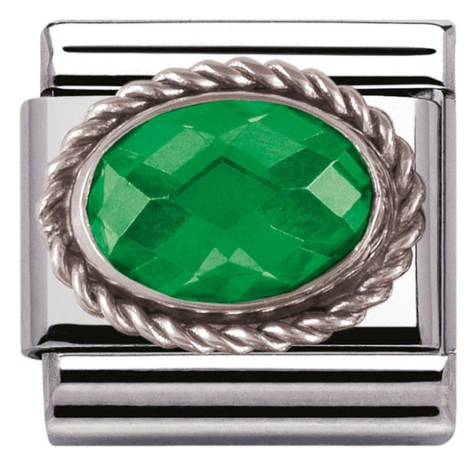 Composable Green Oval Faceted CZ Charm