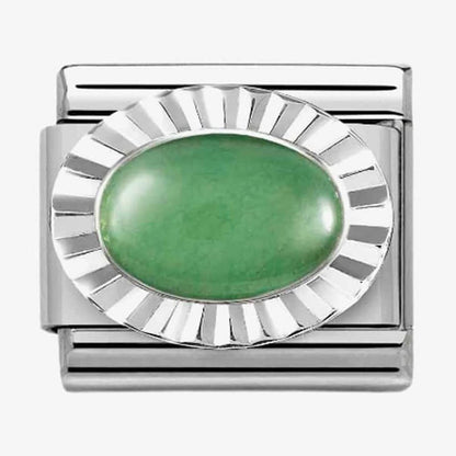 CLASSIC Composable Oval Green Aventurina Fluted Bezel Charm
