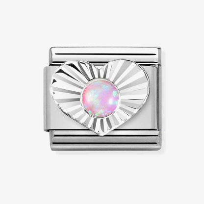 Composable Pink Opal Diamond Cut Heart Charm