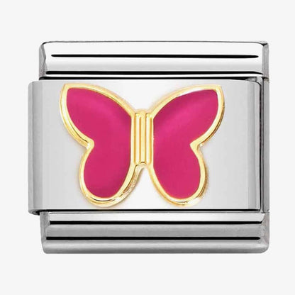 CLASSIC Composable Gold Fuchsia Enamel Butterfly Charm